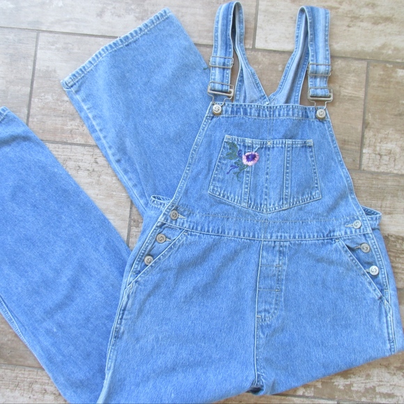Squeeze Jeans Denim - Squeeze Jeans Denim Overalls Embroidered Flower XL